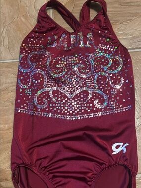 GK Maroon Rhinestone Gymnastics Leotard